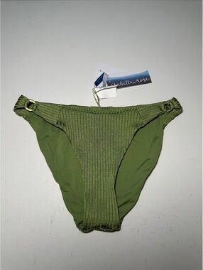 Isabella Rose Maui Pant Bikini Bottoms Large Green Ribbed Texture